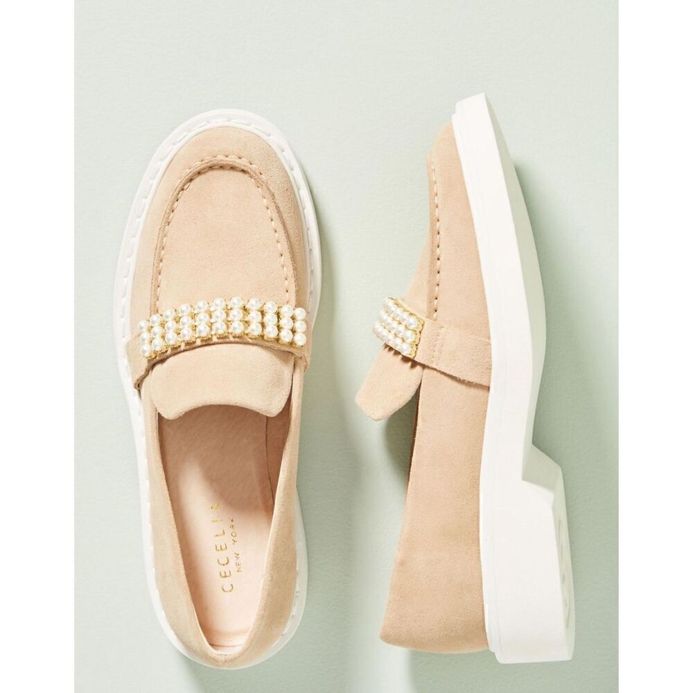 Cecelia New York Rita Platform Loafers In Biege Nwob Size 6